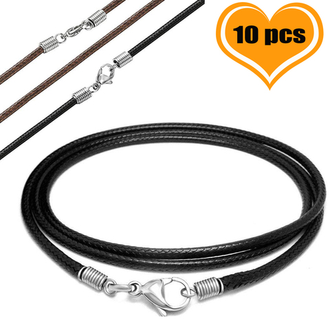 10 Pcs/lot Stainless Steel 2.5 mm Black/Brown Leather Braided Rope cords Necklaces & Pendant Findings Lobster Clasp String Cord ► Photo 1/5