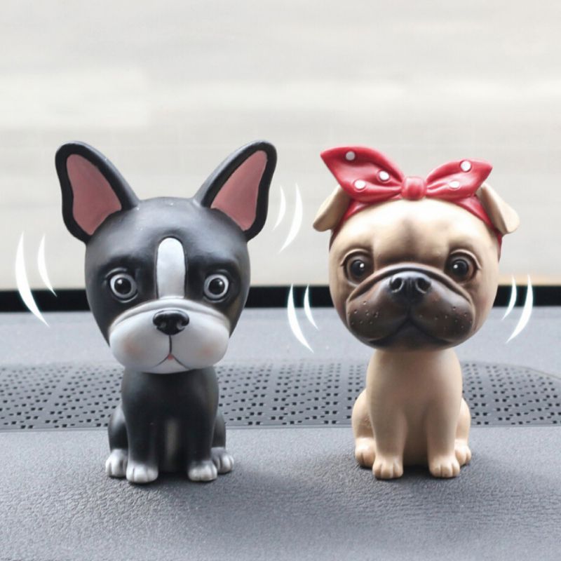 French Bulldog Head Shake Toy Car Dashboard Nodding Dog Figure Dolls Shaking Top