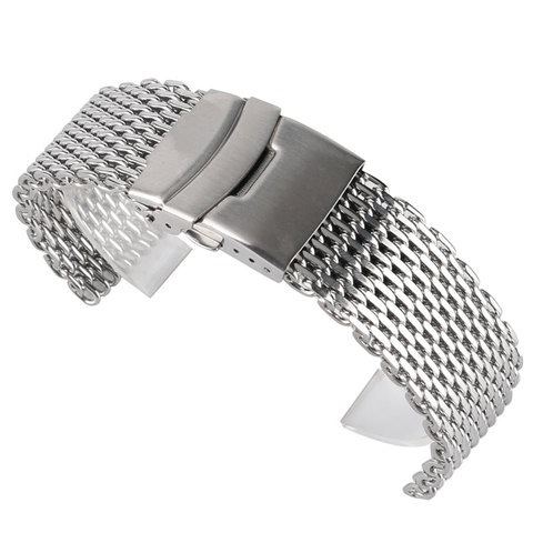 18/20/22mm Watchband Luxury Cool Watches Mesh Stainless Steel Bracelet Silver Wristwatch Band Strap Replacement + 2 Spring Bars ► Photo 1/6