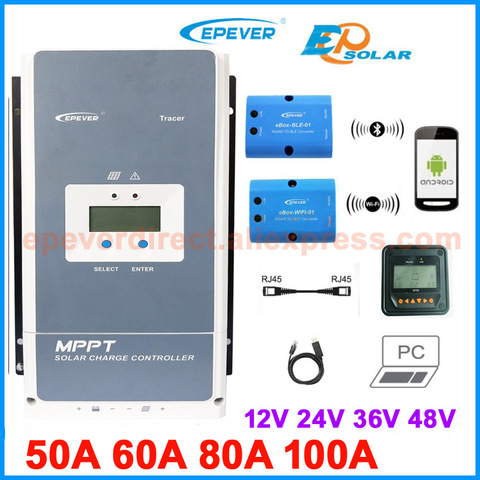EPever MPPT 50A 60A 80A 100A Solar Charge Controller 12V 24V 36V 48V for Max 200V PV 5415AN 6415AN 8415AN 8420AN10415AN 10420AN ► Photo 1/6