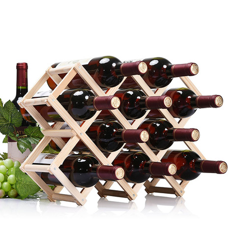 Simple life High quality wooden wine rack folding wine holder 3/6/10 bottle holder kitchen bar whisky shelf ► Photo 1/4