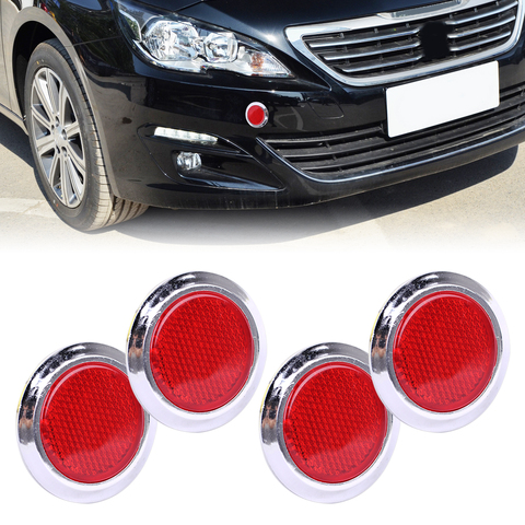 CITALL 4pcs Car Auto Round Chrome Red Reflective Sticker Self Adhesive Reflector Warning Sign ► Photo 1/2