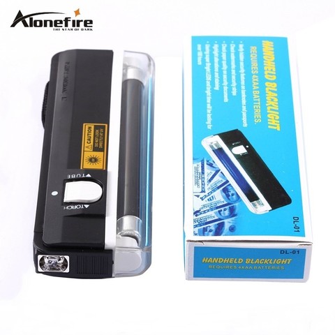 Alonefire QUALITY GOODS Handheld UV Leak Money Detector uv light bank note test currency White LED flashlight torch AA battery ► Photo 1/6