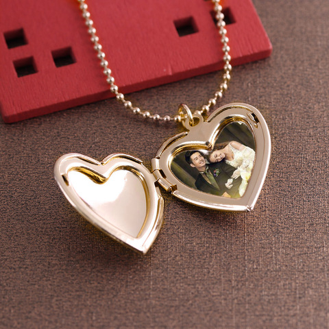 HOOH 1PC Heart Shaped Friend Photo Picture Frame Locket Pendant for Necklace Jewelry Couple Valentine's Day Gift Romantic ► Photo 1/6