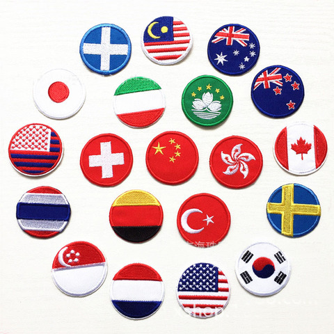 Countries Flags Full Embroidered Patches for Clothes Iron on Clothing US Germany Italy France Appliques Stripes Badge Sticker ► Photo 1/6