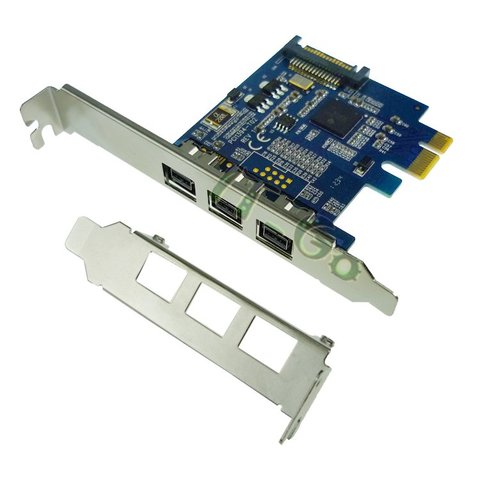 PCIE Combo 3x 1394b  Firewire Ports PCI-Express Controller Card, 1394 card TI Chipset sata power supply with low bracket profile ► Photo 1/1