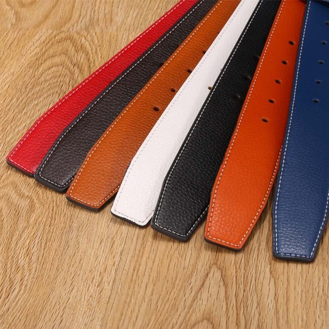 7 colors High Quality Leather Men Belts Male Belts No Buckle For Women H Buckle Two Sides Female Belt Straps With Holes ► Photo 1/5