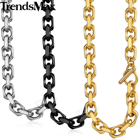 Trendsmax 9mm Men's Necklace Gold Cable Link Stainless Steel Chain Party Gift Jewelry 55cm 60cm KNM53 ► Photo 1/6