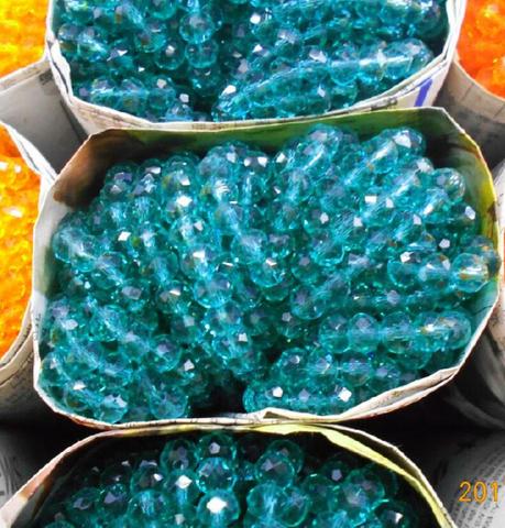 Blue Green Color 8mm 70pcs Rondelle Austria faceted Crystal Glass Beads Loose Spacer Round Beads for Jewelry Making ► Photo 1/1