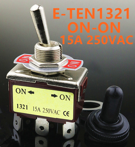 1pcs E-TEN1321 DPDT 250V 15A 12mm Toggle Switch 6 Pin ON-ON Rocker Switch brown ► Photo 1/6