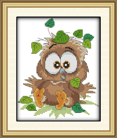 Baby owl cross stitch kit 18ct 14ct 11ct count printed canvas stitching embroidery DIY handmade needlework ► Photo 1/1