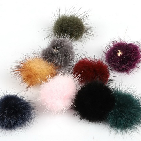 6Pcs Artificial Mink Hair Fur Round Ball DIY Pompom Beads Charm Pendant for Drop Earring Necklace Bracelet Jewelry ► Photo 1/6