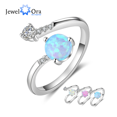 Elegant 925 Sterling Silver Wrap Adjustable Ring Blue Pink White Opal Rings for Women Female Wedding Jewelry (RI103749) ► Photo 1/6