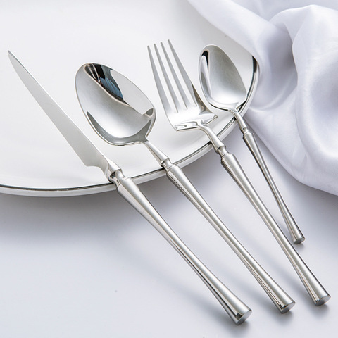 24pcs/lot Korean Food Portable Cutlery 304 Stainless Steel Table Fork Knife S poon Dinner Set Dinnerware Gold Tableware Sets ► Photo 1/6
