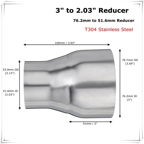 3''-2'' Exhaust Reducer Connector Pipe Tube 76.2mm-52mm Car Exhaust Muffler Pipe Connector Adapter ► Photo 1/6