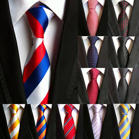 Tie Necktie Red White Striped Classic 100% Silk Jacquard Men's Ties Neckties