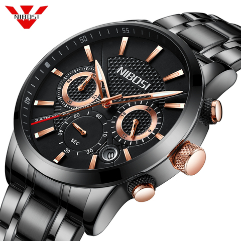 NIBOSI Watches Men Stainless Quartz Wristwatch Military Chronograph Clock Male Fashion Sport Watch Waterproof Relogio Masculino ► Photo 1/6