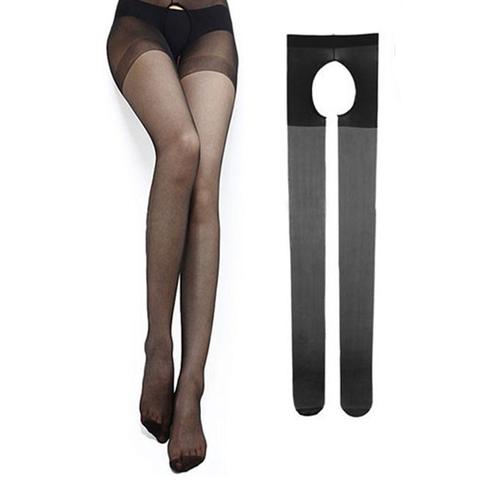 sexy black femme tights open crotch tights women thin solid sexy crotchless pantyhose collants fantaisie femme ► Photo 1/6