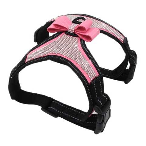 Adjustable Puppy Bow Harness Bling rhinestone Pet Puppy Dog Harness Pet Dogs Safe Travel Supplies For Small Medium Large Dogs ► Photo 1/6