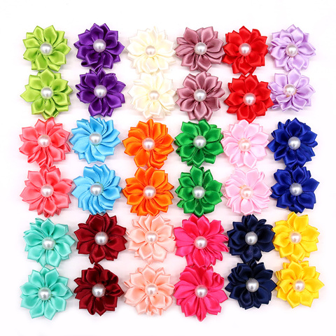 100pcs Spring Cute Pet Dog Cat Hair Bows Rubber Bands Flowers with Petal Pearls Pet Grooming Bows Dog Hair Accessories Product ► Photo 1/6