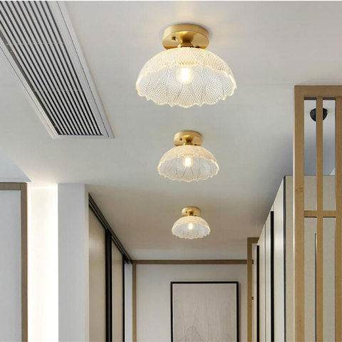 Nordic Glass Ceiling lamp Retro Loft Vintage Ceiling Light Russia Dining Room Modern corridor copper E27 Ceiling Glass Lampshade ► Photo 1/6
