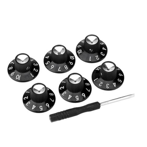 Musiclily Pro Imperial Inch Size Guitar Amplifier Effect Pedal Skirted Amp Knobs, Black (Set of 6) ► Photo 1/4