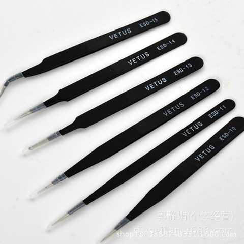 6pcs/lot  Stainless Steel Netus Tweezers  Set  ESD10-15 for jewelry and watch Free Shipping ► Photo 1/3