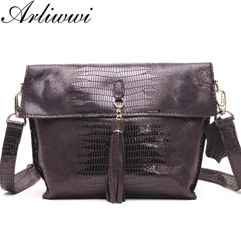 Arliwwi 100% Luxury Real Leather Elegant Small Shoulder Bags Delicate Crocodile Pattern Crossbody Messenger Bags For Women GY18 ► Photo 1/6