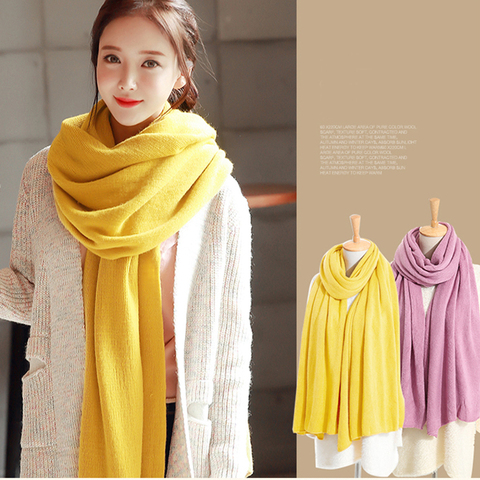 New fashion Korean version of the white student wool scarf winter knit solid color thick widen large shawl long unisex couple ► Photo 1/4