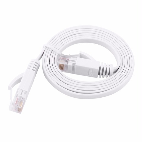 Universe High Speed White Flat Ethernet Network Cable CAT6 LAN RJ45 1M 2M 3M 5M 10M Cord for PC Laptop ► Photo 1/2