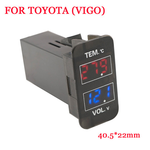 12V Color Electronic Dual Display LED Digital Thermometer Voltmeter Car Auto Interface Voltage Meters for Old TOYOTA Car VIGO ► Photo 1/6