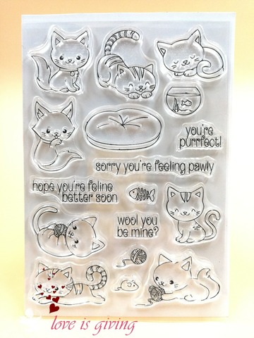  Cute Cat transparent Clear Silicone Stamp/Seal for DIY scrapbooking/photo album Decorative clear stamp M1140 ► Photo 1/1