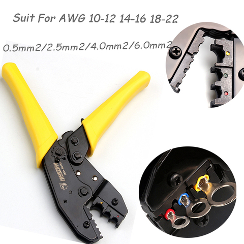 Ratcheting Crimp Pliers For 0.5mm2-6.0mm2 AWG 22-10 Terminator Wire Cable Cutters Tools Clamp Locking Terminals Press Crimper ► Photo 1/1