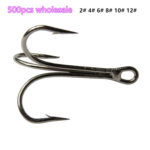 wholesale 500pcs/lot  treble hook fishing hooks High Carbon Steel Sharpened  size 2# 4# 6# 8# 10# 12# ► Photo 1/6