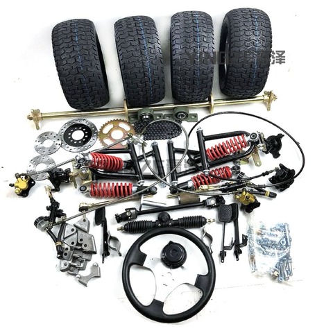 GO KART KARTING ATV UTV Buggy 1M Rear Axle Steering Gear Rack Pinion U Joint Tie Rod Steering Wheel Brake Pump With 6