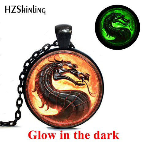 2022 New Fashion Dragon Necklaces Mortal Kombat Pendants Glass Dome Jewelry Glowing Necklace Pendant Glow in the Dark ► Photo 1/2