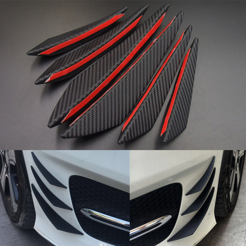 6pcs Universal Black Carbon Fiber Car Styling Accessories Front Bumper Lip Rubber Fin Splitter Spoiler Canard Valence Sticker ► Photo 1/6