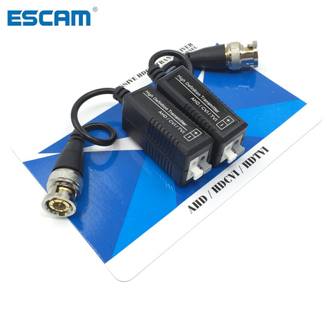 ESCAM HD CCTV Via Twisted Pairs Adapter 720P HD CVI/TVI/AHD Passive Video Balun Male BNC to UTP Cat5/5e/6 Network Camera ► Photo 1/6