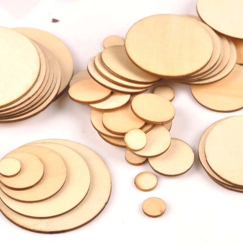 50pcs Mix Round Wooden Scrapbooking Carft For Handmade Home Embellishments DIY Wood Circle Decoration 10/20/30/40/50mm m1821 ► Photo 1/4
