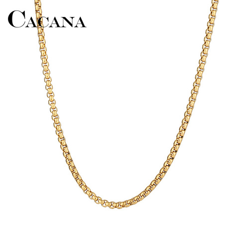 CACANA Stainless Steel Chain Necklaces For Man Women Gold Silver Color For Pendant 0.3cm Pearl Buckle Donot Fade Jewelry N1906 ► Photo 1/3
