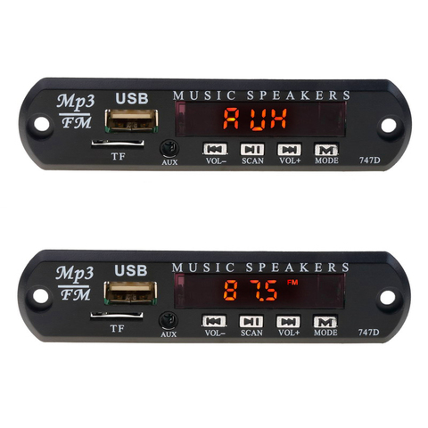 Wireless FM Receiver 5V 12V Car MP3 Player Decoder Board Audio Module Radio Wma FM TF USB 3.5mm AUX Speakers Not Bluetooth ► Photo 1/6