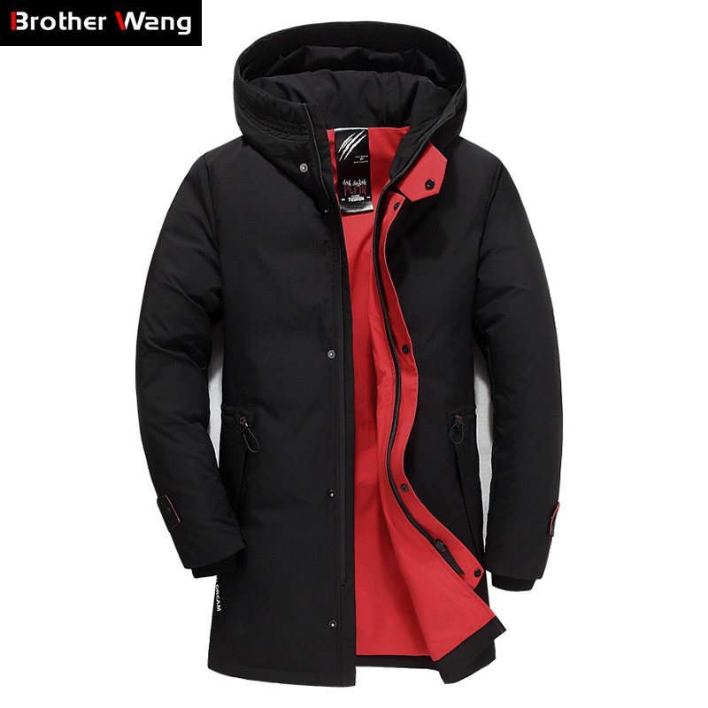 Winter New Mens Brand Down Jacket Fashion Casual Thick Hooded Warm White Duck Down Coat Male Clothes