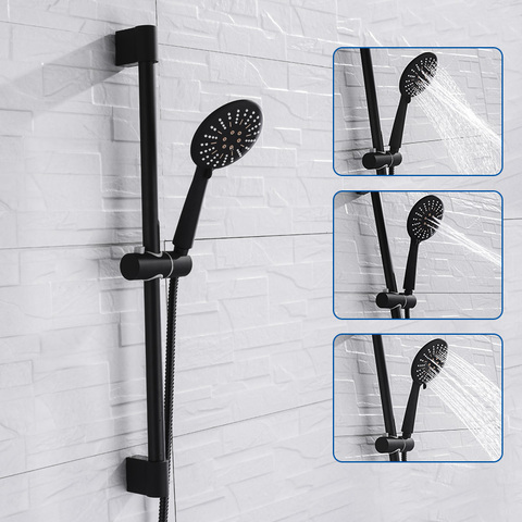 Adjustable 3 Function Black Shower Riser Slide Bar with Hand Held Shower & Hose Wall Mount Shower Sliding Bar Set Free Shipping ► Photo 1/6