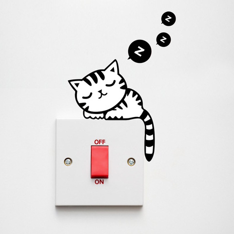 Cartoon Removable Cute Lovely Black Cat sleep Socket Switch Wall Sticker Vinyl Decal Home Decor Decal stickers on the wall ► Photo 1/5