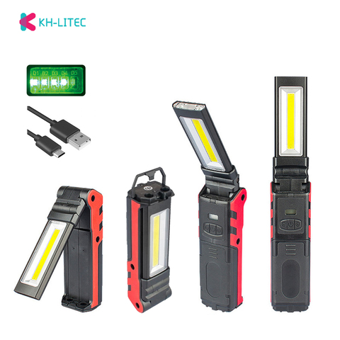 USB Rechargeable Working Light Dimmable COB LED Flashlight Inspection Lamp with Magnetic Base & Hook Outdoor Power Bank ► Photo 1/6