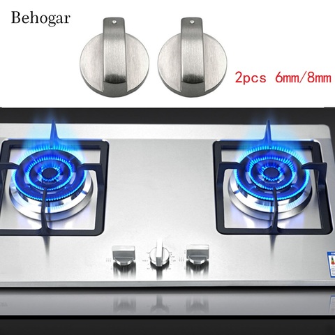 Behogar 2Pcs 6/8mm Universal Metal Rotary Switch Control Knobs Replacement for Kitchen Cooker Gas Stove Oven Cooktop Accessories ► Photo 1/6