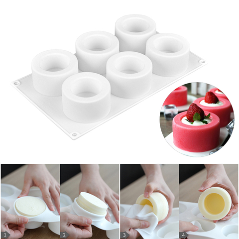 3D Silicone Mold 6 Holes Pudding Cupcake Art  Cake Mould Baking Pastry Mousse Chocolate Mold cake tools ► Photo 1/5