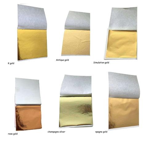 100 Sheets Gold Silver Copper Leaf Foil Paper Gilding Art Craft DIY  Decoration 