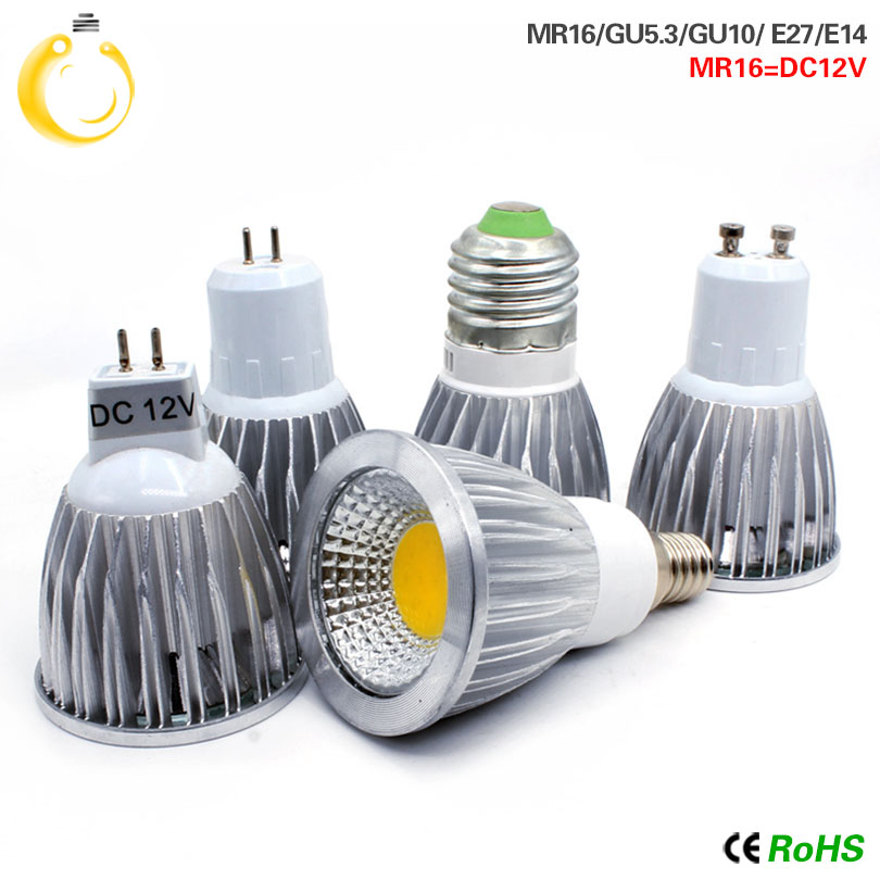 Dimmable LED Bulb MR16 GU10 E27 E14 6W 9W 12W Spotlight COB Lamp Ultra Bright 