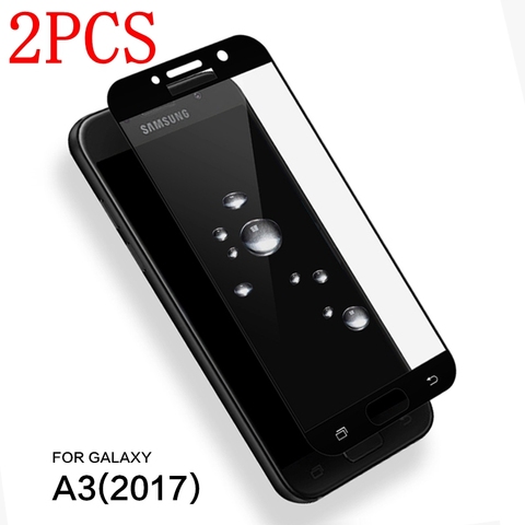 2PCS Full Glue Full Cover Tempered Glass For Samsung Galaxy A3 2017 Screen Protector protective film For SM-A320 A320F glass ► Photo 1/1